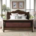 Lark Manor™ Dadeville Solid Wood & Sleigh Bed Wood & /Upholstered/Genuine Leather in Brown/Red | 72 H x 66.5 W x 101.02 D in | Wayfair