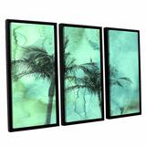 Bay Isle Home™ Palm Trees 2 3 Piece Framed Graphic Art on Wrapped Canvas Set Canvas in White/Brown | 36 H x 54 W x 2 D in | Wayfair