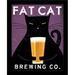 Buy Art For Less 'Fat Cat Brewing Company' by Ryan Fowler Framed Vintage Advertisement Paper in Black/Indigo/Yellow | 15 H x 12 W x 1 D in | Wayfair