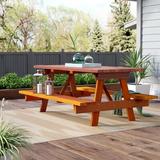 Brayden Studio® Threadgill Outdoor Picnic Table Wood in Red | 30.5 H x 96 W x 33 D in | Wayfair BYST4869 41400314