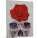Bungalow Rose Drithi Shipwreck - Skull & Rose by Michael Creese Painting Print on Canvas in Gray/Indigo/Red | 30 H x 24 W x 1.25 D in | Wayfair