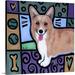 Harriet Bee 'Pembroke Welsh Corgi Pop Art' by Diethild Painting Print on Canvas in Blue/Brown/Indigo | 16 H x 16 W x 1.25 D in | Wayfair