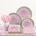 Creative Converting 81 Piece One Little Star Girl Birthday Plastic/Paper Tableware Set in Pink | Wayfair DTC2330E2A