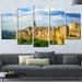 Design Art 'Tuscany Pitigliano Medieval Village' 5 Piece Wall Art on Wrapped Canvas Set Canvas in Blue/Brown/Green | 32 H x 60 W x 1 D in | Wayfair