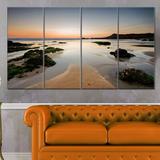 Design Art 'Dark Waters at Sunset' 4 Piece Wrapped Canvas Photographic Print Set on Canvas in Gray | 28 H x 48 W x 1 D in | Wayfair PT9416-271