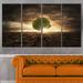 Design Art 'Lonely Tree Under Dramatic Sky' Photographic Print Multi-Piece Image on Wrapped Canvas in Brown/Green | 28 H x 48 W x 1 D in | Wayfair