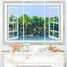 Design Art Open Window to Seashore Palms - 3 Piece Graphic Art on Wrapped Canvas Set Canvas in Blue/White | 28 H x 36 W x 1 D in | Wayfair