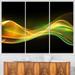 Design Art 3D Gold Wave Design - 3 Piece Graphic Art on Wrapped Canvas Set Canvas in Green | 28 H x 36 W x 1 D in | Wayfair PT8223-3P