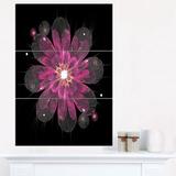 Design Art Shiny Light Pink Fractal Flower on - 3 Piece Graphic Art on Wrapped Canvas Set Canvas in Black | 36 H x 28 W x 1 D in | Wayfair