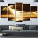 Design Art 'Dramatic Sunset w/ Sunrays' 5 Piece Photographic Print on Wrapped Canvas Set Canvas in Brown | 32 H x 60 W x 1 D in | Wayfair