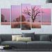 Design Art 'Fairy Autumn Sunrise w/ Lonely Tree' 5 Piece Wall Art on Wrapped Canvas Set Canvas in Green | 32 H x 60 W x 1 D in | Wayfair