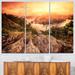 Design Art Vintage Mountain Sunrise - 3 Piece Graphic Art on Wrapped Canvas Set Canvas in Yellow | 28 H x 36 W x 1 D in | Wayfair PT9129-3P