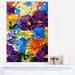 Design Art Heavily Textured Abstract Flowers - 3 Piece Painting Print on Wrapped Canvas Set Canvas in Blue/Indigo | 36 H x 28 W x 1 D in | Wayfair