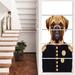 Design Art 'Funny Boxer Dog in Military Uniform' 5 Piece Graphic Art on Wrapped Canvas Set Canvas in Black/Brown | 60 H x 28 W x 1 D in | Wayfair