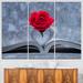 Design Art Rose Inside the Book - 3 Piece Graphic Art on Wrapped Canvas Set Canvas in Red | 28 H x 36 W x 1 D in | Wayfair PT9655-3P