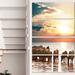 Design Art 'Herd of Zebras in Clear Lake' 4 Piece Photographic Print on Wrapped Canvas Set Canvas in Yellow | 48 H x 28 W x 1 D in | Wayfair