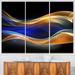 Design Art 3D Gold Wave Design - 3 Piece Graphic Art on Wrapped Canvas Set Canvas in Blue | 28 H x 36 W x 1 D in | Wayfair PT8219-3P