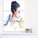 Design Art Woman w/ Bottle of Perfume - 3 Piece Wall Art on Wrapped Canvas Set Canvas in Black/Blue/Indigo | 28 H x 36 W x 1 D in | Wayfair