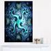 Design Art Glowing Fractal Flower Design - 3 Piece Graphic Art on Wrapped Canvas Set Canvas in Blue | 36 H x 28 W x 1 D in | Wayfair PT12090-3PV