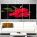 Design Art 'Bright Red Hibiscus on Black' 5 Piece Graphic Art on Wrapped Canvas Set Canvas in Black/Red | 28 H x 60 W x 1 D in | Wayfair