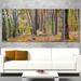 Design Art ' Fall Forest w/ Thick Woods' 5 Piece Photographic Print on Wrapped Canvas Set Canvas in Green | 28 H x 60 W x 1 D in | Wayfair