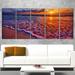 Design Art 'Colorful Sunset & Wavy Waters' 5 Piece Photographic Print on Wrapped Canvas Set Canvas in Orange | 28 H x 60 W x 1 D in | Wayfair