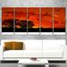 Design Art 'African Landscape w/ Warm Sunset' 5 Piece Graphic Art on Wrapped Canvas Set Canvas in Red | 28 H x 60 W x 1 D in | Wayfair PT12971-401
