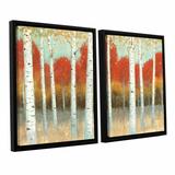 Darby Home Co Fall Promenade I 2 Piece Framed Painting Print on Canvas Set Metal in Blue/Brown/Orange | 32 H x 48 W x 2 D in | Wayfair