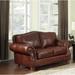 Darby Home Co Battista 72" Genuine Leather Round Arm Loveseat Genuine Leather in Brown | 40 H x 72 W x 36 D in | Wayfair