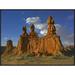 East Urban Home 'Eroded Sandstone, The Three Judges, Goblin Valley State Park, Utah' Framed Photographic Print in Blue/Brown/Orange | Wayfair