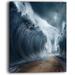 East Urban Home 'Waves over the Parted Sea Path' Photographic Print on Canvas Metal in Blue | 40 H x 30 W x 1 D in | Wayfair EAAE8385 39321288