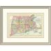 East Urban Home 'Massachusetts, Connecticut, Rhode Island, 1890' Framed Print Paper in Blue/Pink | 23 H x 30 W x 1.5 D in | Wayfair