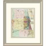 East Urban Home 'Map of Chicago & Environs, 1869' Framed Print Paper in Green/Pink/Yellow | 24 H x 21 W x 1.5 D in | Wayfair EASN4211 39507778