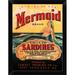 East Urban Home 'Mermaid Brand Smoked Sardines' Framed Graphic Art Print Paper in Black/Green/Yellow | 12 H x 9 W x 1 D in | Wayfair