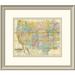 East Urban Home 'National Map of the Territory of the United States, 1868' Framed Print Paper in Blue/Pink | 21 H x 24 W x 1.5 D in | Wayfair