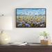 East Urban Home 'Blue Flowers in Meadow Painting' Framed Oil Painting Print on Wrapped Canvas Metal in Blue/Brown | 16 H x 32 W x 1 D in | Wayfair