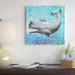 East Urban Home Harmonic Coexistence 'New Friends Series Whale & Fish I' - Graphic Art Print Canvas in Blue | 18 H x 18 W x 1.5 D in | Wayfair