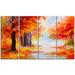 Design Art Forest in Autumn Landscape 4 Piece Painting Print on Wrapped Canvas Set Canvas, Solid Wood in Green/Orange | 28 H x 48 W x 1 D in | Wayfair
