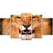 Design Art Metal 'Angry Lion' 5 Piece Graphic Art Set 32.0 H x 60.0 W x 1.0 D in brown/yellowMetal in Orange | 32" H X 60" W | Wayfair MT2308-373