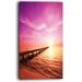 Design Art Sea & Pier under Magenta Sky Photographic Print on Wrapped Canvas Metal in Brown | 32 H x 16 W x 1 D in | Wayfair PT10815-16-32