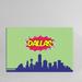 East Urban Home Comic Book Skyline Series: Dallas Graphic Art on Wrapped Canvas in Green/White/Yellow | 8 H x 12 W x 0.75 D in | Wayfair