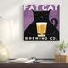 East Urban Home 'Cat Brewing No City' by Ryan Fowler Vintage Advertisement on Wrapped Canvas in Black/Indigo | 12 H x 12 W x 1.5 D in | Wayfair