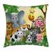 East Urban Home Cute Animals Jungle Square Pillow Cover Polyester | 18 H x 18 W x 2 D in | Wayfair ESUN9711 44272214