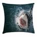 East Urban Home Shark Scary Open Mouth Teeth Square Pillow Cover Polyester | 24 H x 24 W x 2 D in | Wayfair ESUN9937 44273209