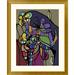 East Urban Home 'Stained Glass Bouquet' Framed Oil Painting Print Plastic in Gray/Indigo | 42 H x 34 W x 1.5 D in | Wayfair EUAH3488 39648908