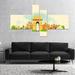 East Urban Home 'Delhi Panoramic View' Watercolor Painting Print Multi-Piece Image on Canvas in Green | 32 H x 60 W x 1 D in | Wayfair