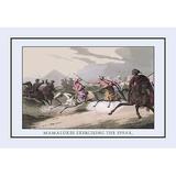 Buyenlarge Mamalukes Exercising the Spear by J.H. Clark Framed Painting Print in Brown/Pink | 24 H x 36 W x 1.5 D in | Wayfair 0-587-12412-1C2436