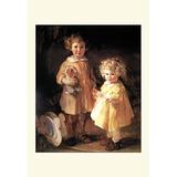 Buyenlarge 'Two Little Sisters' by Alice Kent Stoddard Painting Print in Black/Orange/Yellow | 36 H x 24 W x 1.5 D in | Wayfair 0-587-16067-5C2436