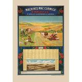 Buyenlarge 'Machines Maccormick Calendar, 1922' Framed Vintage Advertisement in Blue/Green/Yellow | 36 H x 24 W x 1.5 D in | Wayfair