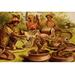 Buyenlarge 'Indian Fakirs w/ King Cobras' by F.W. Kuhnert Painting Print in Brown/Green/Orange | 24 H x 36 W x 1.5 D in | Wayfair